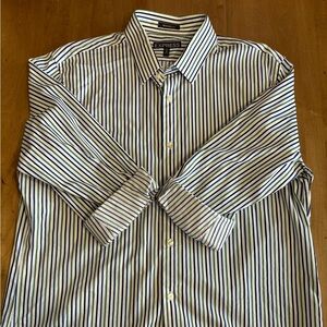 Express Men's Striped Black and White Shirt